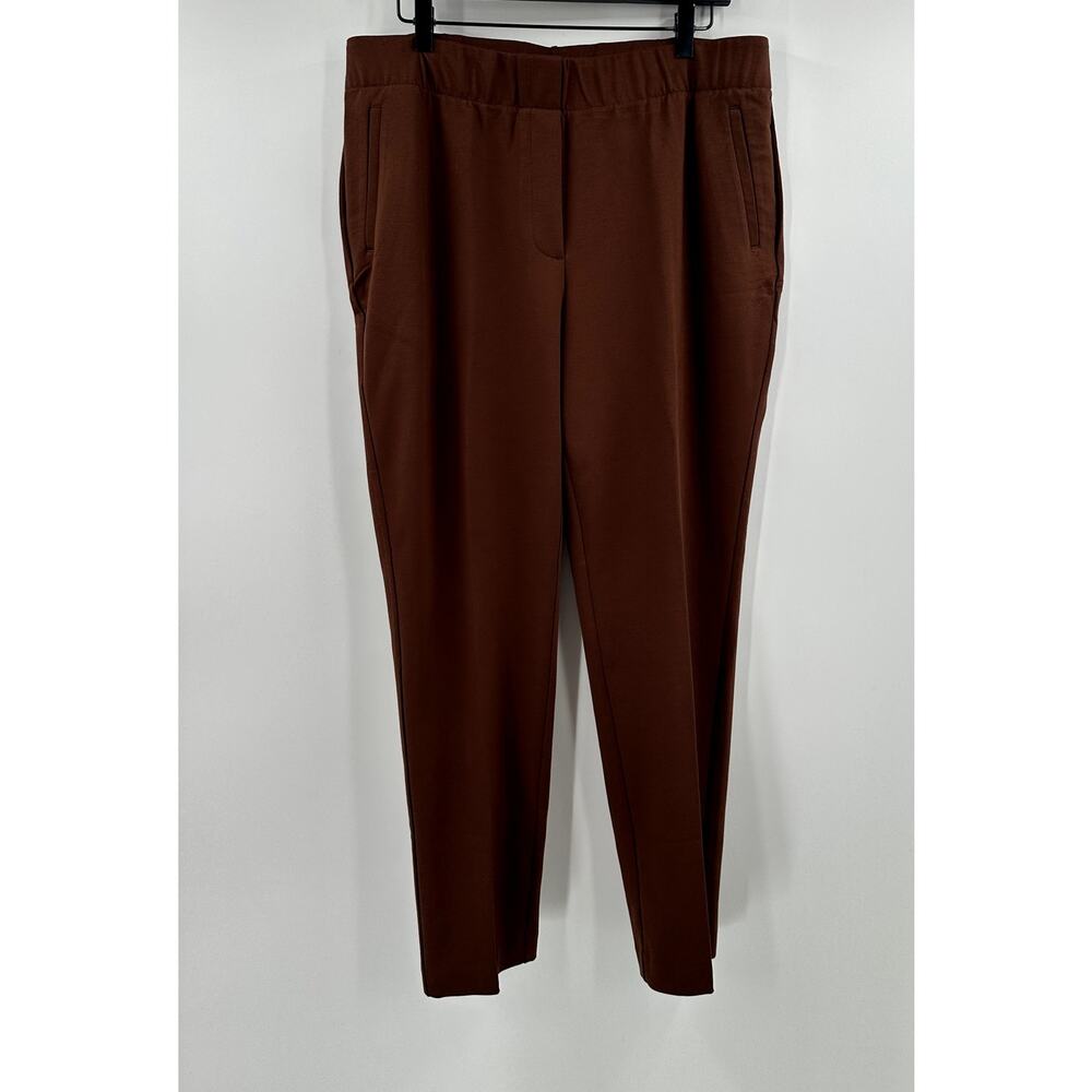 J. Jill Ponte Welt-Pockets Slim-Leg Pants Brown Pull On Size Large